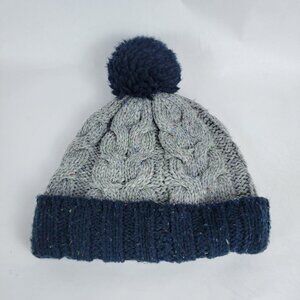 Baby Gap Knit Beanie with Pom Gray Navy Winter Snow‎ Classic Preppy Normcore